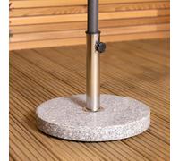 CHARLES BENTLEY Outdoor, Garden, Patio, 15kg Round Granite Parasol Base Umbrella Stand, With Adjustable Pole, For Flat Surfaces, Made Of Granite And Stainless Steel, With Tightening Screw, (40x33.5cm)