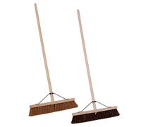 CHARLES BENTLEY Brooms, Set Of 2, Eco-Friendly Natural Fibre Bristles, Sturdy Wooden Handle, Ideal for Indoor & Outdoor Cleaning, 4ft Handle,