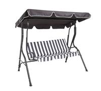 Charles Bentley 2-3 Seater Garden Swing Seat Hammock Chair Stripe / Plain Design in Grey Charles Bentley Grey