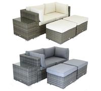 Charles Bentley 5 in 1 Multifunctional Rattan Garden Lounge Set, Grey