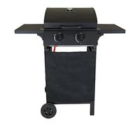 CHARLES BENTLEY Deluxe Auto Ignition 2 Burner Gas BBQ With Thermometer, Grease Tray, Warming Rack, Storage Shelves, Heat Plate, Grill Steel Barbecue For Parties, Families, In Black (101x96.5cm)