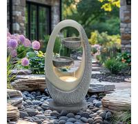 Charles Bentley 2 Tier Water Feature Oval LED Fountain - Mains Powered