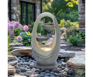 Charles Bentley 2 Tier Water Feature Oval LED Fountain - Mains Powered