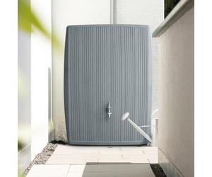 CHARLES BENTLEY 200L, Garden, Plastic Water Butt, Including Chrome Tap With Connector Kit, Concrete Grey, Rainwater Tank, Dual-Sided Modern Design, 200 Litre Capacity, Space Saving (H105xW78xD25cm)