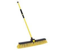 CHARLES BENTLEY 24" Bulldozer Broom, Heavy Duty Garden Broom, Dual PVC Stiff Bristles, Telescopic Handle, Snow, Leaves, Bark, Tile, Outdoor Cleaning, Comfortable Foam Grip (60x6x144cm)