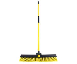 CHARLES BENTLEY 24" Bulldozer Broom, Heavy Duty Garden Broom, Dual PVC Stiff Bristles, Telescopic Handle, Snow, Leaves, Bark, Tile, Outdoor Cleaning, Comfortable Foam Grip (60x6x144cm)