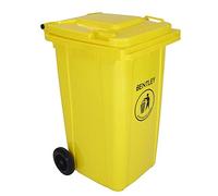 CHARLES BENTLEY 240L Heavy Duty Wheelie Bin, Yellow 99x73x58.5cm, 240 Litre