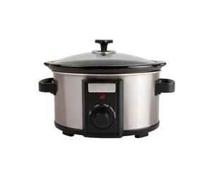 CHARLES BENTLEY 3.5L Capacity, Slow Cooker, Black, Removable Ceramic Bowl, Small, Stainless Steel, Tempered Glass Lid, Serves 2-3 People, 180W, 2 Heat Settings, Keep Warm Function (34x25.2x22.1cm)