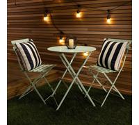 Charles Bentley 3 Piece Metal Bistro Set Garden Patio Table & 2 Chairs with Powder Coated Finish - Lightweight - 5 Colours