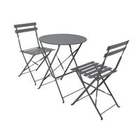 Charles Bentley 3 Piece Metal Bistro Set Garden Patio Table 2 Chairs - 6 Colours in Grey Charles Bentley Grey