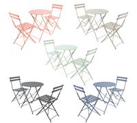 Charles Bentley 3 Piece Metal Bistro Set Garden Patio Table & 2 Chairs with Powder Coated Finish - Lightweight - 5 Colours