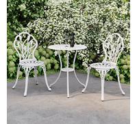 Charles Bentley 3 Piece Tulip Cast Aluminium Patio Bistro Set Table & 2 Chairs