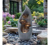 Charles Bentley 3-Tier Polyresin Water Fountain with LED - Mains Powered