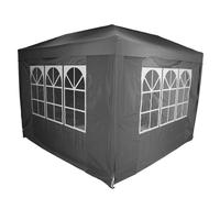Charles Bentley 3 x 3m Pop Up Gazebo With 4 Sides Easy One Touch Assembly with Carry Bag - Grey