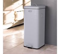 Charles Bentley 30L Retro Steel Square Kitchen Bin Light Grey, Light Grey