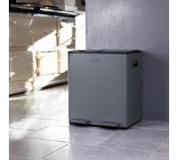 Charles Bentley 30L Double Compartment Grey Kitchen Bin Rubbish Waste Pedal Bin