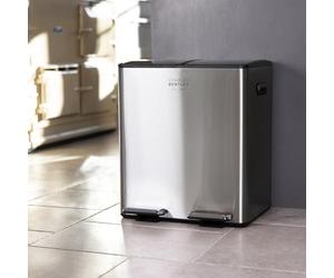 Charles Bentley 30L Double Compartment Kitchen Bin Stainless Steel Rubbish Bin Bins for Kitchen Waste Bin Pedal Bin Double Bin Pedal Bins for Kitchen Recycling Bins for Kitchen