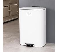 CHARLES BENTLEY 30L Matt White Slimline Kitchen Bin - Minimalist Scandi Design - Soft Close & Fingerprint Resistant - Narrow Rectangular Profile - 54x36x29cm