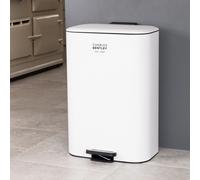 CHARLES BENTLEY 30L Matt White Slimline Kitchen Bin - Minimalist Scandi Design - Soft Close & Fingerprint Resistant - Narrow Rectangular Profile - 54x36x29cm
