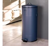 Charles Bentley 30L Round Retro Kitchen Pedal Bin Dark Blue, Blue