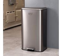 Charles Bentley 30L Slimline Rectangular Kitchen Pedal Bin - Brushed Steel