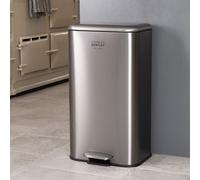 Charles Bentley 30L Slimline Rectangular Kitchen Pedal Bin - Brushed Steel