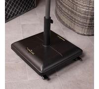 Charles Bentley Square Concrete Parasol Umbrella Base with Wheels 37.5kg, Black