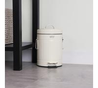 Charles Bentley 3L Cream Steel Waste Rubbish Kitchen Bathroom Mini Pedal Bin