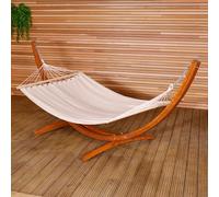 Charles Bentley 3M Garden Hammock With Wooden Arc Stand One Person - Cream