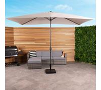 CHARLES BENTLEY Outdoor, Garden, Patio 3mx2m Rectangular Parasol Shade Umbrella, 4.8kg, Water Resistant, Sunshade, Free Standing, Crank Winding System, 38mm Pole, Steel Frame, Light Grey (300x200cm)