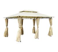 Charles Bentley 3M X 4M Steel Art Beige Gazebo With Side Curtains Marquee Tent