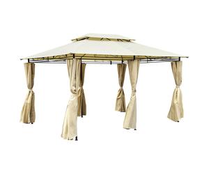 Charles Bentley 3M X 4M Steel Art Beige Gazebo With Side Curtains Marquee Tent