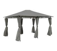 Charles Bentley 3m x 4m Steel Art Gazebo With Side Curtains - Grey