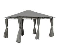 Charles Bentley 3m x 4m Steel Art Large Gazebo With Side Curtains Grey