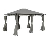 Charles Bentley 3m x 4m Steel Art Gazebo With Side Curtains - Grey