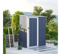 Charles Bentley 4.7ft x 3ft Metal Storage Shed Grey Small Roof Door Apex Charles Bentley Grey