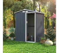 4.9ft x 4.3ft Metal Storage Shed Grey Small Apex H186 x W150 cm Charles Bentley Grey One Size