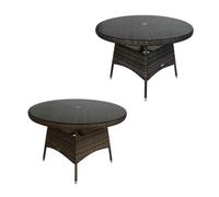 4 Seater Round Rattan Dining Table - Grey / Natural Charles Bentley Grey One Size