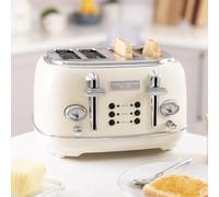 Charles Bentley 4 Slice Stainless Steel Toaster, Cream & Chrome, 32x29x19cm