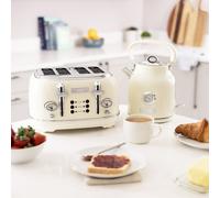 Charles Bentley 4 Slice Stainless Steel Toaster w Tray Cream & Chrome