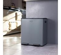 CHARLES BENTLEY Kitchen Bin, 40 Litre, Double Compartment, Grey, Kitchen Bin, Rubbish Bin, Waste Bin, Pedal Bin, Double Bin, Recycling Bins for