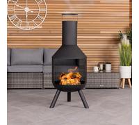 Charles Bentley 44.5Cm Round Black Powder Coated Steel Modern Chimenea