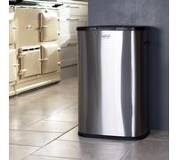 CHARLES BENTLEY Kitchen Bin, 55 Litre, Touch Sensitive, Kitchen Bin, Stainless Steel, Rubbish Bin, Waste Bin, Slim Kitchen Bin, Touch Bin, Removable Inner Bin Ring, Easy to Clean (62.5x42.5x28.5cm)