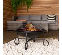 Charles Bentley 56Cm Round Outdoor Garden Patio Fire Pit Heater Open Bowl Black