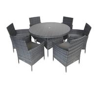 Charles Bentley 6 Seater Rattan Garden Dining Set - Grey