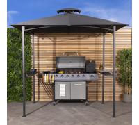 Charles Bentley 8 X 5Ft Steel Grill Gazebo Outdoor Tent Shelter - Beige & Grey Grey