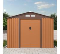 Charles Bentley 8ft x 10ft Metal Garden Storage Outdoor Shed Zinc Frame in Brown Charles Bentley Brown