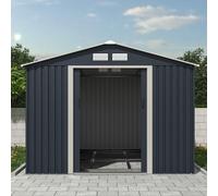 Charles Bentley 8ft x 10ft Metal Garden Storage Outdoor Shed Zinc Frame in Grey Charles Bentley Grey