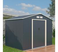 Charles Bentley Grey Metal Garden Storage Shed - 8ft x 6ft