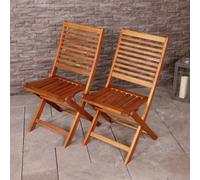 Charles Bentley FSC Acacia Wood Pair of Outdoor Foldable Chairs Max user weight: 160kg Fully assembled Slatted design